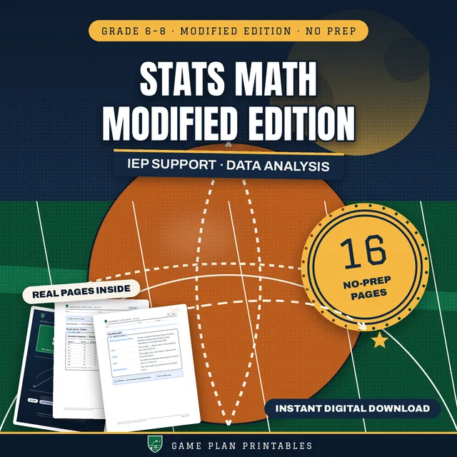 Basketball Stats Math — Modified Edition — printable pack cover